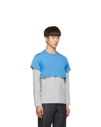 Comme Des Garcons SHIRT Blue And Grey 2 Tone Long Sleeve T Shirt