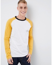 New Look Long Sleeve Raglan T Shirt With Harlem Embroidery In Grey