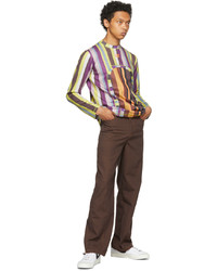 Phlemuns Multicolor Striped Backless Long Sleeve T Shirt
