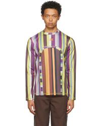 Phlemuns Multicolor Striped Backless Long Sleeve T Shirt