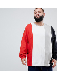 ASOS DESIGN Plus Oversized Longline Long Sleeve T Shirt With Vertical Colour Block