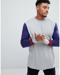ASOS DESIGN Relaxed Fit Long Sleeve T Shirt With Contrast Arms And Cuff