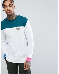 ASOS DESIGN Relaxed Long Sleeve T Shirt With Colour Block Detail And Aztec Chest Print