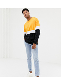 ASOS DESIGN Tline Long Sleeve T Shirt With Colour Block In Yellow
