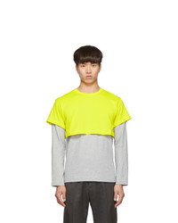 Comme Des Garcons SHIRT Yellow And Grey 2 Tone Long Sleeve T Shirt
