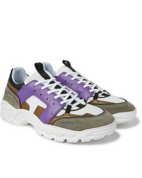 Ami Lucky 9 Mesh Suede And Leather Sneakers