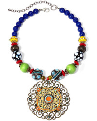 Aris By Treska Multicolor Bead Filigree Pendant Necklace