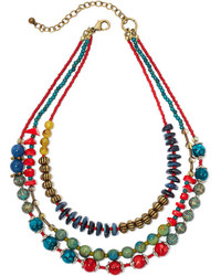 Aris By Treska Zanzibar Multicolor Bead 3 Row Layered Necklace