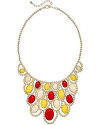 Bar Iii Gold Tone Multicolor Oval Stone Beaded Statet Necklace