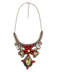 Bib Necklace Silver With Multicolor Crystal Accents 17