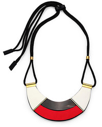 Marni Colorblock Leather Horn Bib Necklace