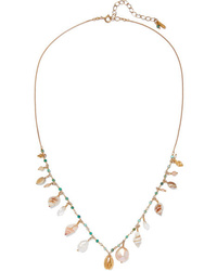 Chan Luu Gold Plated Shell And Multi Stone Necklace