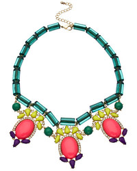Blu Bijoux Green And Multicolor Crystals Deco Bib Necklace