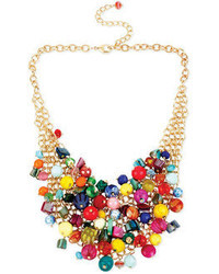 Kate Spade Haskell Gold Tone Multi Colored Bead Cluster Frontal Necklace