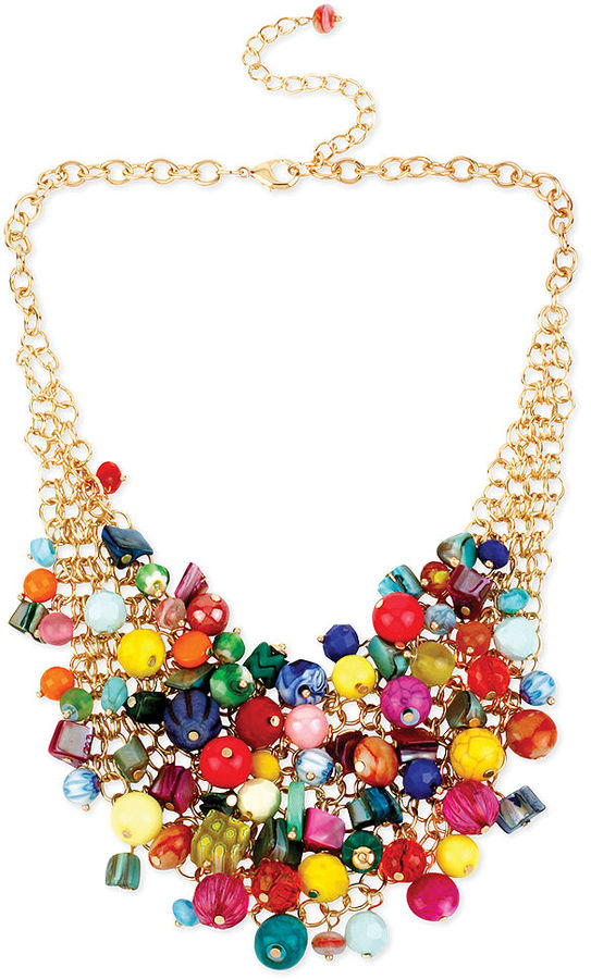Kate Spade Haskell Gold Tone Multi Colored Bead Cluster Frontal 