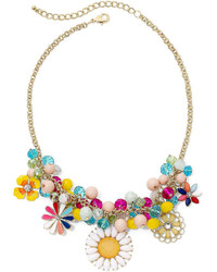 jcpenney Mixit Mixit Multicolor Stone Gold Tone Floral Statet Necklace
