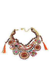 Betsey Johnson Multi Colored Crystal Gem Mixed Bead Frontal Necklace