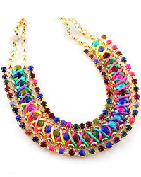 Multicolored Bead Black Chain Necklace