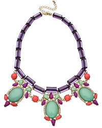 Blu Bijoux Purple And Multicolor Crystals Deco Bib Necklace