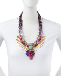 Lydell NYC Woven Tiered Crystal Statet Necklace