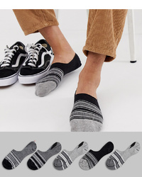 ASOS DESIGN Invisible Liners Socks With Monochrome Stripe Design 5 Pack