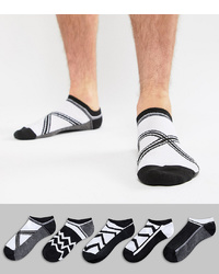 ASOS DESIGN Trainer Socks In Monochrome Design 5 Pack