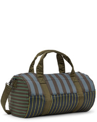 Paul Smith Blue Khaki Porter Edition Striped Duffle Bag