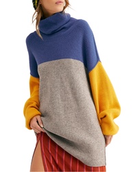 Free People Colorblock Turtleneck Sweater