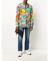 VERSACE JEANS COUTURE Mix Print Long Sleeved Shirt