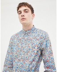 Pretty Green X The Beatles Paisley Slim Fit Shirt In Multi