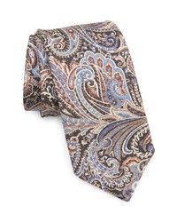 David Donahue Paisley Silk Tie In Charcoal At Nordstrom