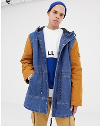 Collusion Denim Parka Jacket With Contrast Sleeves