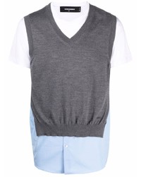 DSQUARED2 Layered Knitted Panel T Shirt