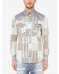 Dolce & Gabbana Patchwork Cotton Blend Shirt