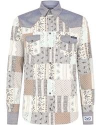 Dolce & Gabbana Patchwork Cotton Blend Shirt
