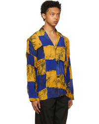 Bloke Yellow Blue Chiffon Patchwork Shirt