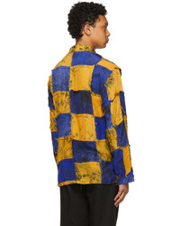 Bloke Yellow Blue Chiffon Patchwork Shirt