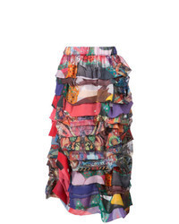 Multi colored Patchwork Midi Skirt