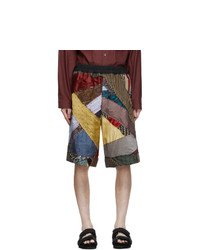 By Walid Multicolor Silk Tie Story Lesley Shorts