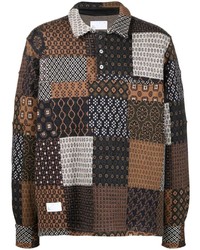 Multi colored Patchwork Wool Long Sleeve Shirt
