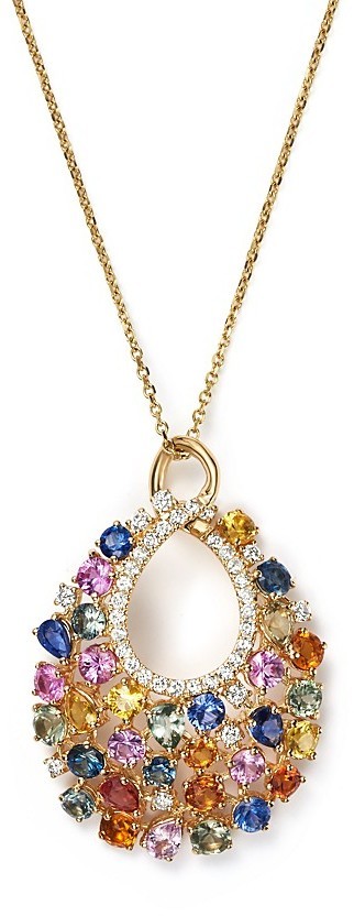 Bloomingdale's Diamond And Multi Sapphire Pendant Necklace In 14k ...