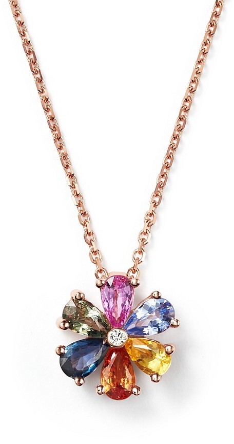 Bloomingdale's Multi Sapphire And Diamond Pendant Necklace In 14k 