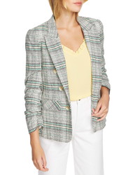 1 STATE Cassia Ruched Sleeve Plaid Blazer