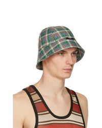 MSGM Green And Blue Check Print Cloche Bucket Hat