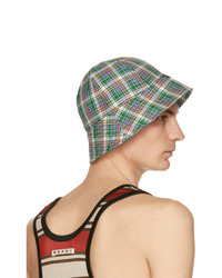MSGM Green And Blue Check Print Cloche Bucket Hat