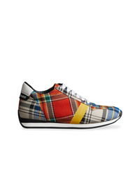 Multi colored Plaid Canvas Low Top Sneakers