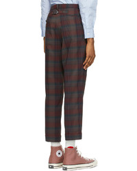Beams Plus Burgundy Check Ankle Cut Trousers