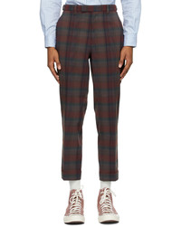 Beams Plus Burgundy Check Ankle Cut Trousers