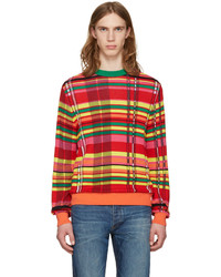 Multi colored Plaid Crew-neck Sweater