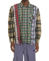 Needles 7 Cuts Zip Seams Button Up Flannel Shirt In Green Multi At Nordstrom